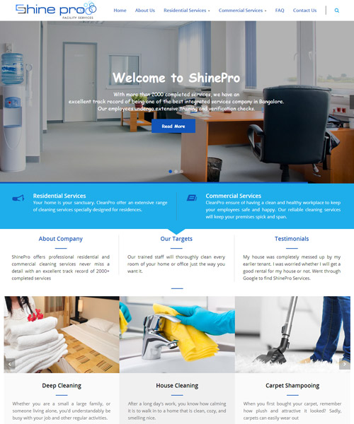 Website designing for Home cleaning materials.